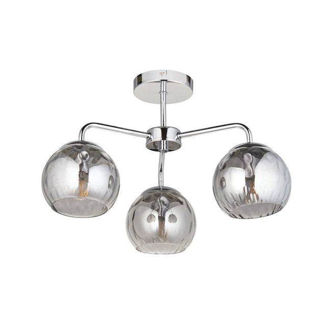 Dimple 3Lt Semi-Flush Ceiling Light Chrome - Comet Lighting