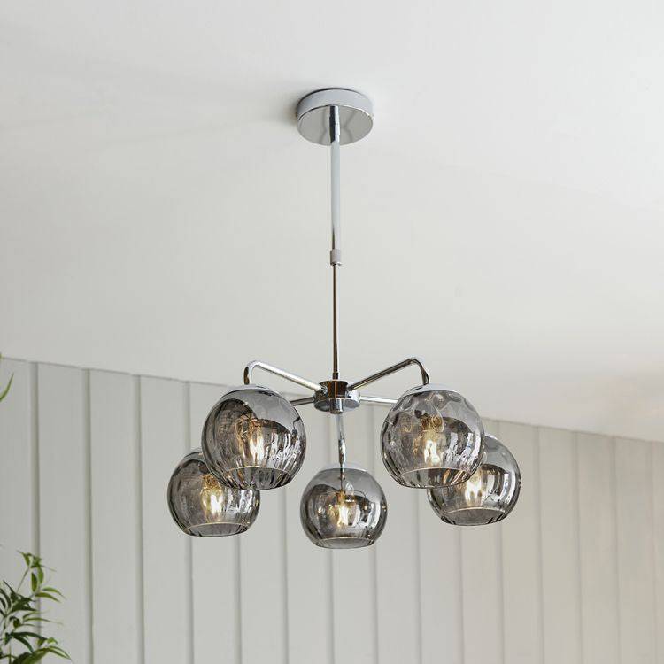 Dimple 5Lt Pendant Ceiling Light Chrome - Comet Lighting