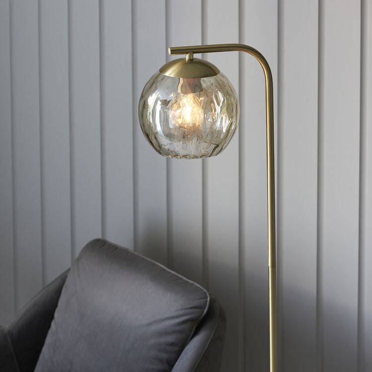 Dimple Floor Lamp Champagne Glass Shade - Comet Lighting