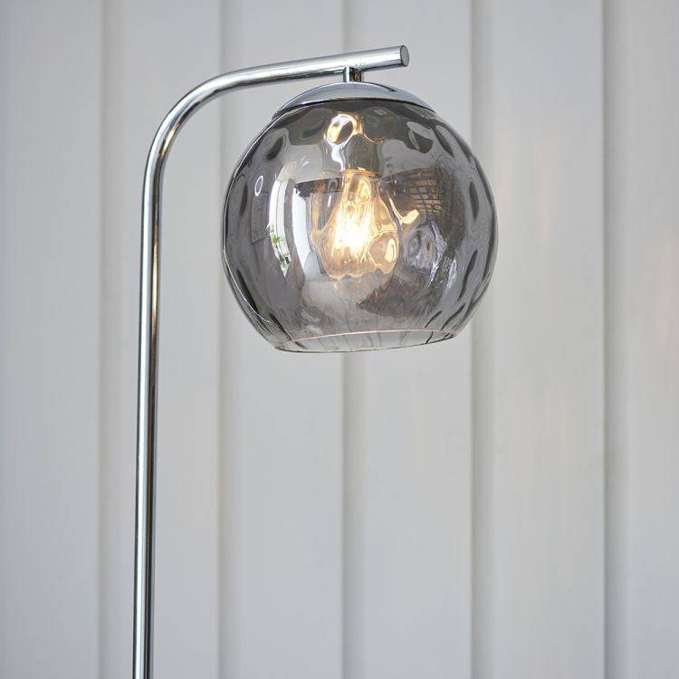 Dimple Floor Lamp Smokey Glass Shade - Comet Lighting