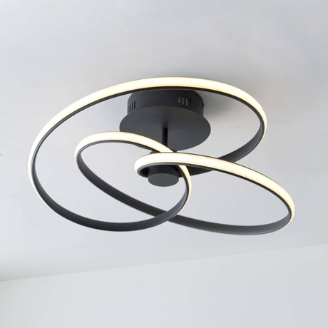 Dune LED Semi-Flush Ceiling Light Black - Comet Lighting