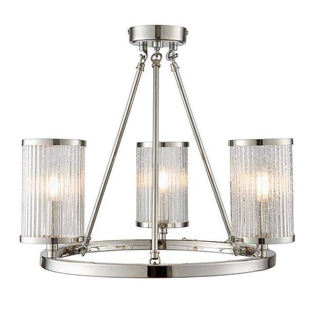 Easton 3-Light Semi Flush Ceiling Light Nickel - Comet Lighting