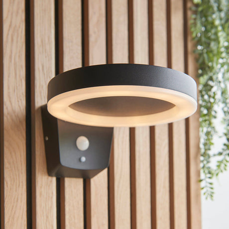 Ebro Solar Wall Light Black w/ PIR - Comet Lighting