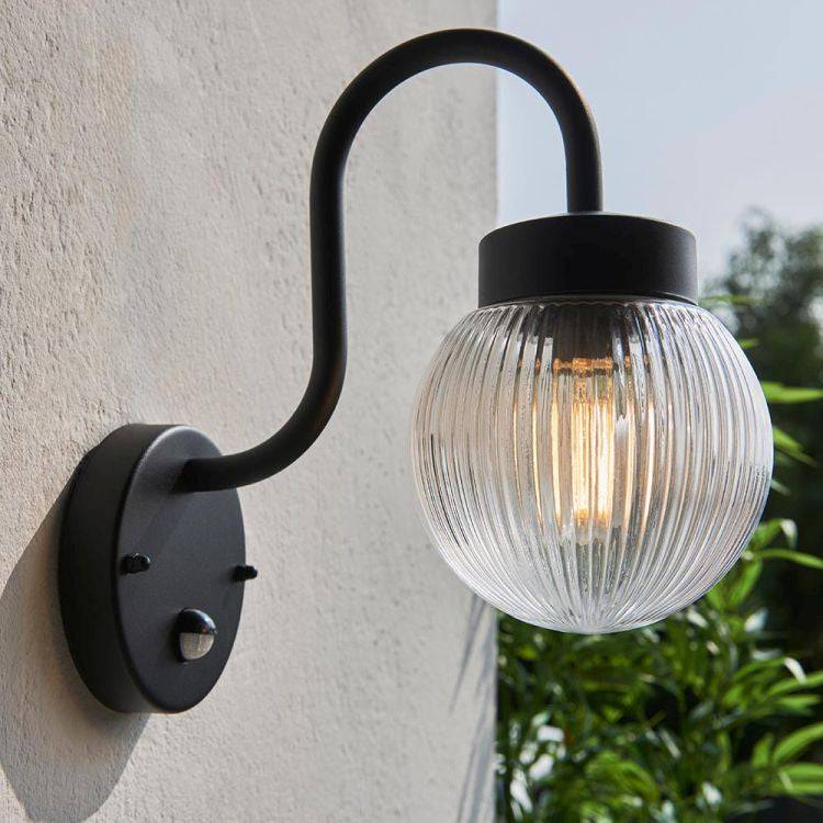 Eldon Wall Light Black w/ PIR - Comet Lighting