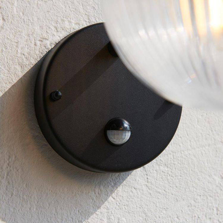 Eldon Wall Light Black w/ PIR - Comet Lighting