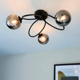 Ellipse 3Lt Semi-Flush Ceiling Light Satin Black - Comet Lighting