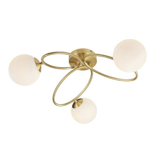 Ellipse 3Lt Semi-Flush Ceiling Light Satin Brass - Comet Lighting