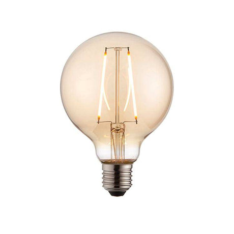 Endon E27 LED Filament 95mm Globe Amber 2w 2000k 190lm - Comet Lighting