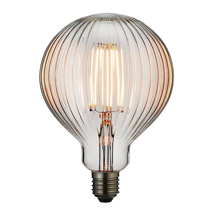 Endon E27 LED Filament Ribbed 125mm Globe 4w 2200k 450lm - Comet Lighting