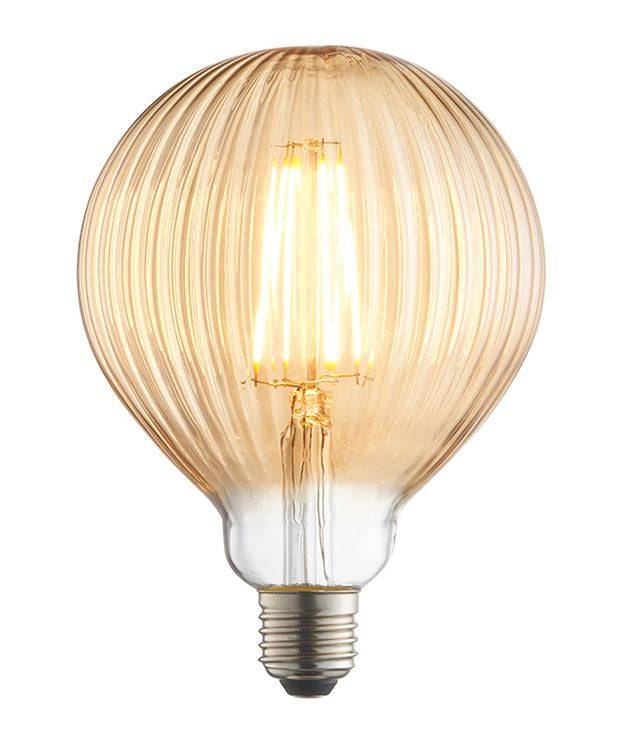 Endon E27 LED Filament Ribbed 125mm Globe Amber 4w 2000k 400lm - Comet Lighting