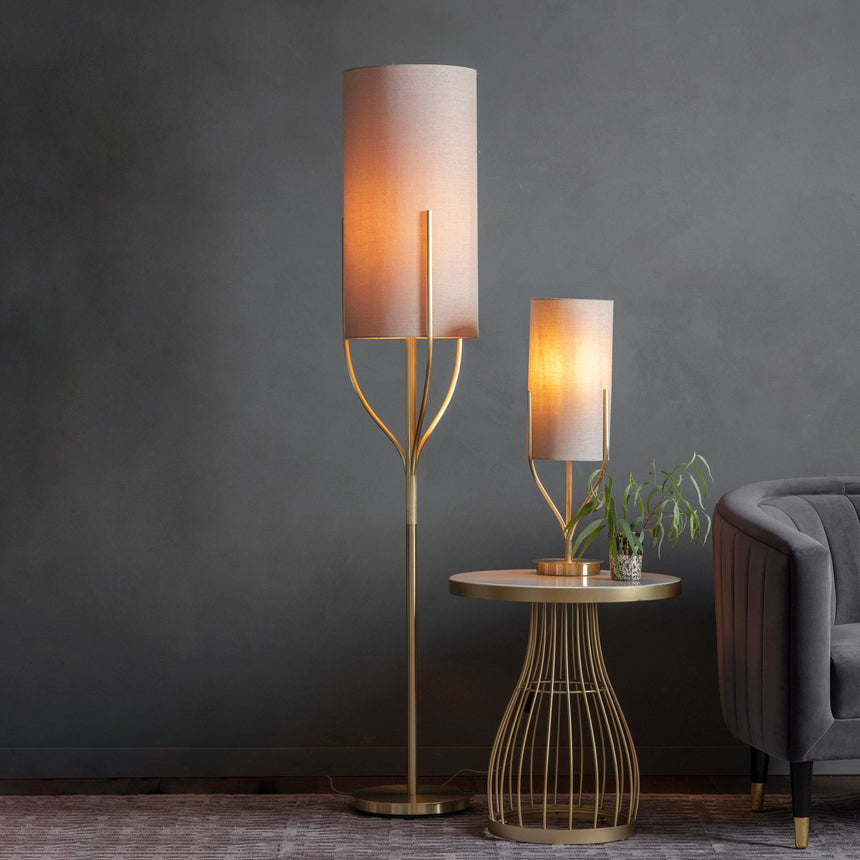 Fraser Floor Lamp Satin Brass - Comet Lighting