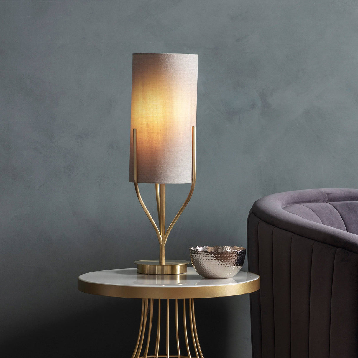 Fraser Table Lamp Satin Brass - Comet Lighting