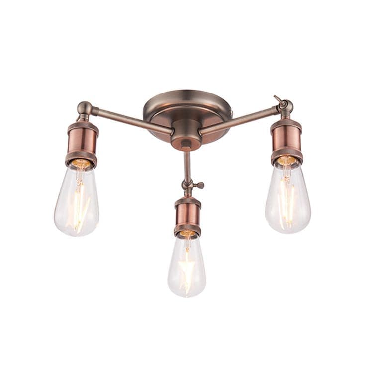 Hal 3-Light Semi Flush Ceiling Light Pewter/Copper - Comet Lighting