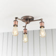 Hal 3-Light Semi Flush Ceiling Light Pewter/Copper - Comet Lighting