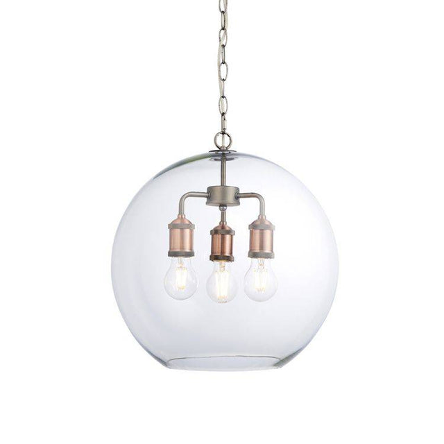 Hal 3Lt LED Pendant Ceiling Light Pewter/Copper - Comet Lighting