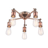 Hal 5-Light Semi Flush Ceiling Light Pewter/Copper - Comet Lighting