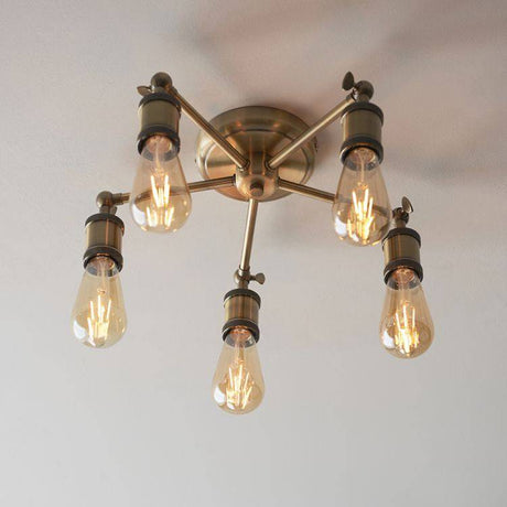 Hal 5Lt Semi-Flush Ceiling Light Antique Brass - Comet Lighting