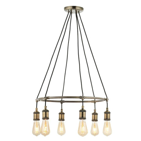 Hal 6Lt Pendant Ceiling Light Antique Brass - Comet Lighting