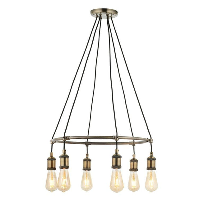 Hal 6Lt Pendant Ceiling Light Antique Brass - Comet Lighting