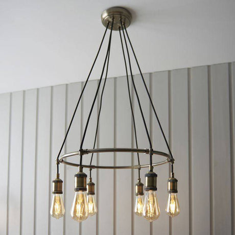 Hal 6Lt Pendant Ceiling Light Antique Brass - Comet Lighting