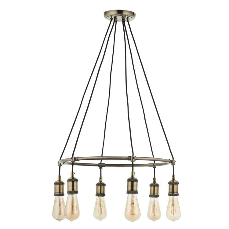 Hal 6Lt Pendant Ceiling Light Antique Brass - Comet Lighting