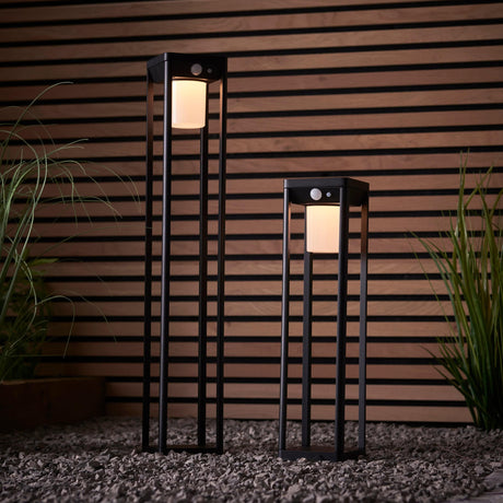 Hallam Solar Bollard Light Black w/ PIR - Comet Lighting