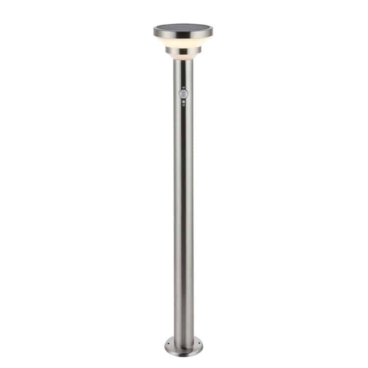 Halton Solar Bollard Light Brushed Stainless w/ PIR - Comet Lighting