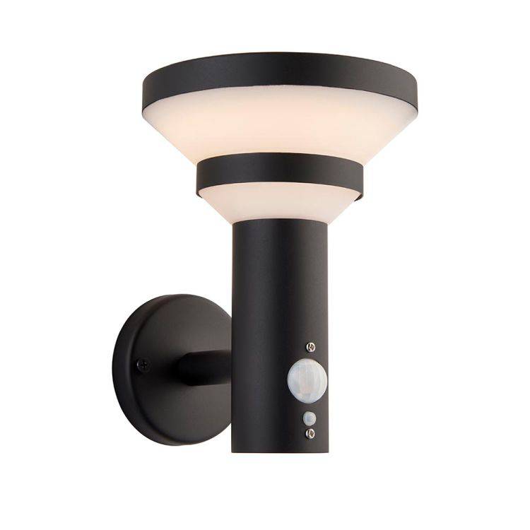 Halton Solar Wall Light Matt Black w/ Sensor - Comet Lighting