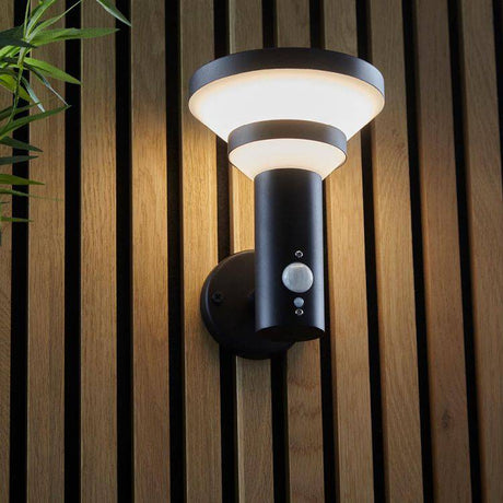 Halton Solar Wall Light Matt Black w/ Sensor - Comet Lighting