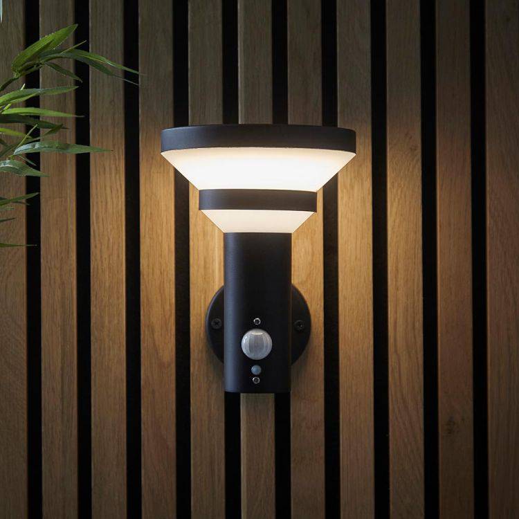 Halton Solar Wall Light Matt Black w/ Sensor - Comet Lighting