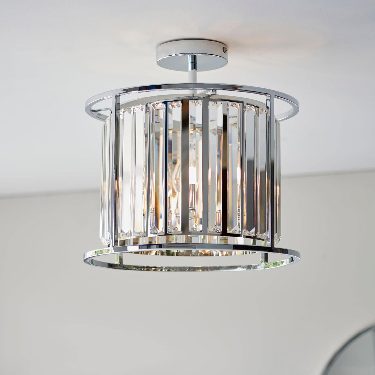 Hamilton 3Lt Semi-Flush Ceiling Light Chrome Plated - Comet Lighting