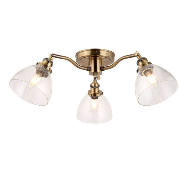 Hansen 3Lt Semi-Flush Ceiling Light Antique Brass - Comet Lighting