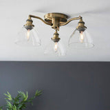 Hansen 3Lt Semi-Flush Ceiling Light Antique Brass - Comet Lighting