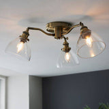 Hansen 3Lt Semi-Flush Ceiling Light Antique Brass - Comet Lighting