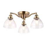 Hansen 3Lt Semi-Flush Ceiling Light Antique Brass - Comet Lighting