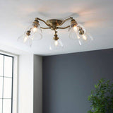 Hansen 5Lt Semi-Flush Ceiling Light Antique Brass - Comet Lighting