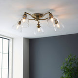 Hansen 5Lt Semi-Flush Ceiling Light Antique Brass - Comet Lighting