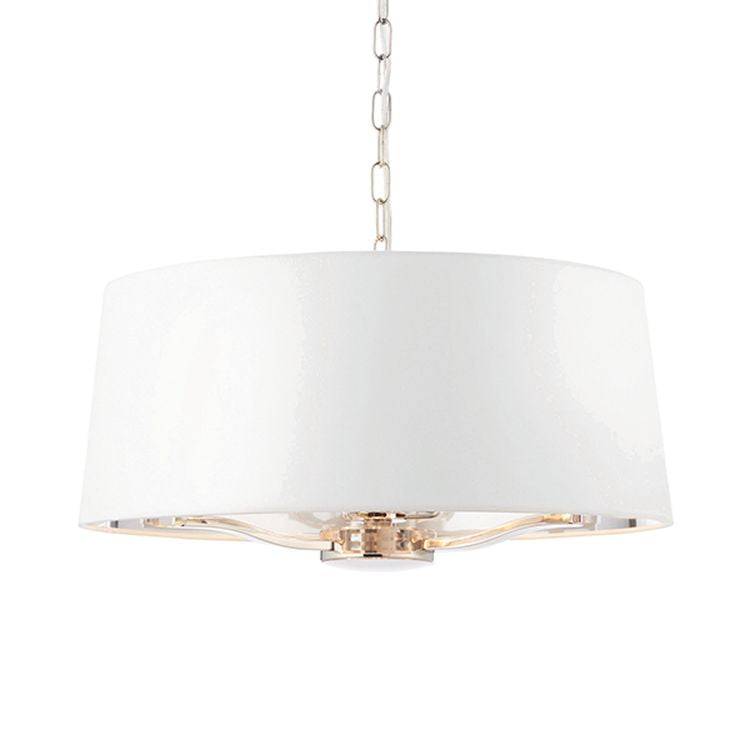 Harvey 3-Light Pendant Ceiling Light Nickel & White Shade - Comet Lighting