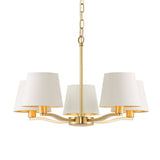 Harvey 5-Light Pendant Ceiling Light Gold & White Shades - Comet Lighting