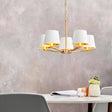 Harvey 5-Light Pendant Ceiling Light Gold & White Shades - Comet Lighting