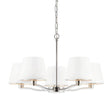 Harvey 5-Light Pendant Ceiling Light Nickel & White Shades - Comet Lighting