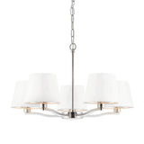 Harvey 5-Light Pendant Ceiling Light Nickel & White Shades - Comet Lighting