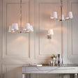 Harvey 5-Light Pendant Ceiling Light Nickel & White Shades - Comet Lighting