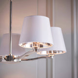 Harvey 5-Light Pendant Ceiling Light Nickel & White Shades - Comet Lighting