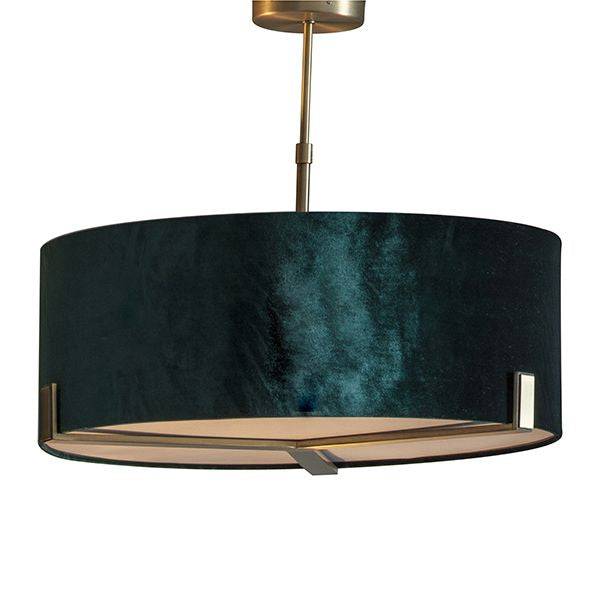 Hayfield 3-Light Pendant Ceiling Light Green Velvet Shade - Comet Lighting