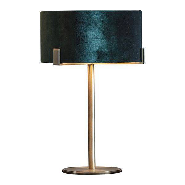 Hayfield Table Lamp Green Velvet Shade - Comet Lighting