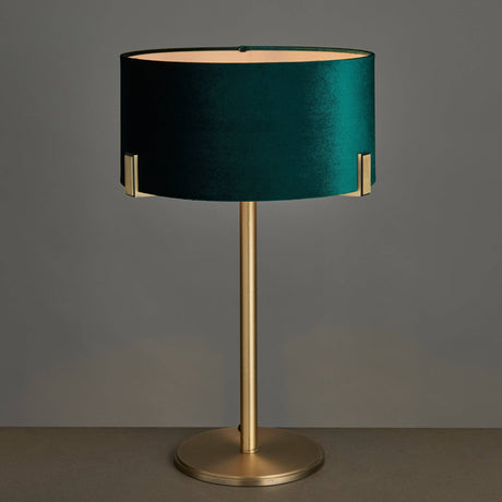 Hayfield Table Lamp Green Velvet Shade - Comet Lighting