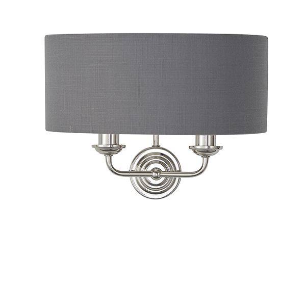 Highclere 2-Light Wall Light with Charcoal Shade - Comet Lighting