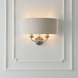 Highclere 2-Light Wall Light with Natural Linen Shade - Comet Lighting