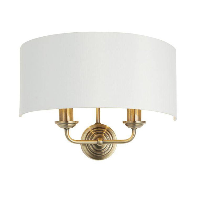 Highclere 2Lt Wall Light Antique Brass - Comet Lighting